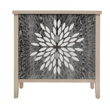 2 Door Carved Storage Cabinet With Adjustable Shelf, Accent Furniture