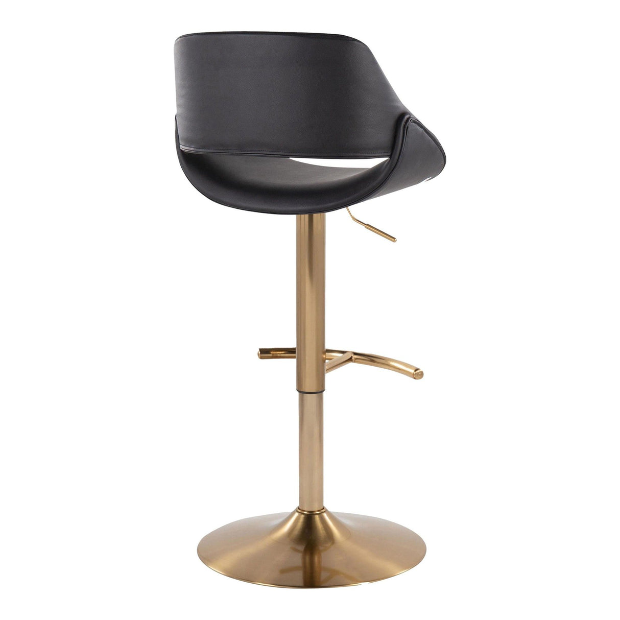 Fabrizzi - Adjustable Barstool With Swivel And Rounded T Footrest (Set of 2) - Gold Metal