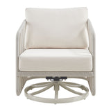 Breeze - Cream Metal Outdoor Swivel Lounge Chair With Cushions - Pearl