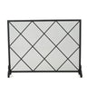 Minimalist Single Panel Iron Fireplace Screen With Diamond Design