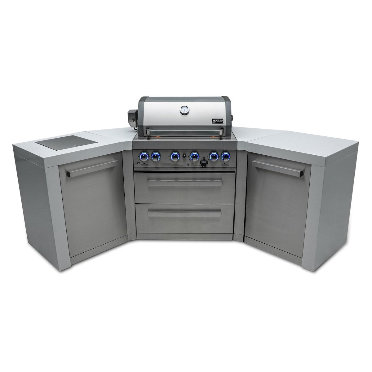 Mont Alpi Deluxe Series 7.5 Ft U-Shaped Propane Outdoor Kitchen Island w/ Side Burner - MAi400-D45