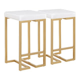 Midas - 26" Contemporary - Glam Counter Stool - Gold With White Velvet Cushion (Set of 2)