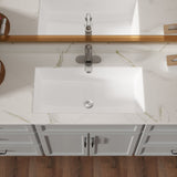 Modern Rectangular Undermount Bathroom Sink With Overflow Ceramic