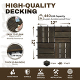 Acacia Wood Interlocking Deck Tiles Checker Pattern For Outdoor Flooring