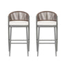 Outdoor Bar Height Metal Frame Counter Stools With Scallop Shaped Backrest & Water Resistant Cushions