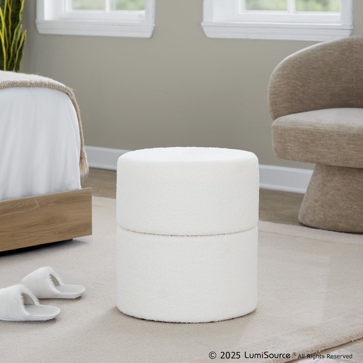 Spin - Ottoman - Cream Polyester Fabric