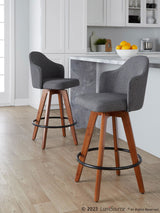 Ahoy - Contemporary Fixed-Height Counter Stool With Walnut Bamboo Frame (Set of 2)