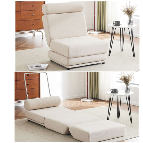 Foldable Single Chair Sofa Bed With Pillow, Easy To Store, Breathable And Wearable Linen