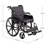 Lightweight Wheelchair Foldable For Adults, Manual Transport Chair With Double Brakes