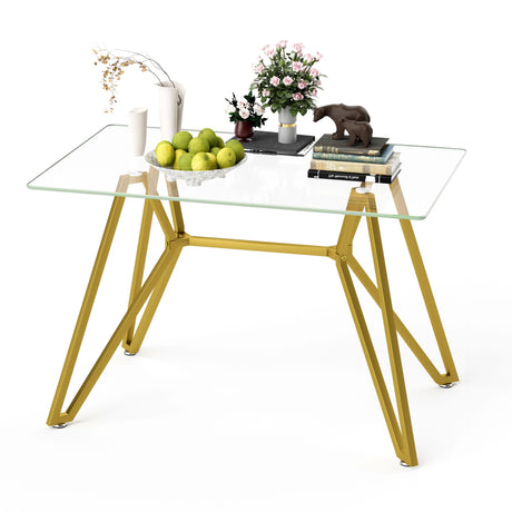 Modern Glass Dining Table With Metal Legs