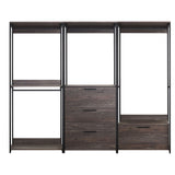 Monica - Wood Walk In Closet System With Powder Coated Metal Frame And Melamine - Rustic