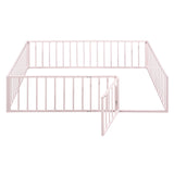 Metal Floor Bed Frame With Fence And Door