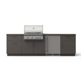 Blaze Morning Glow 10-Ft Outdoor Kitchen Island w/ 32-Inch LTE+ Propane Grill, Fridge in Gunmetal w/ Aeris Countertop