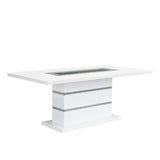 Elizaveta - Dining Table With Pedestal Base - Faux Crystal Diamonds & White High Gloss