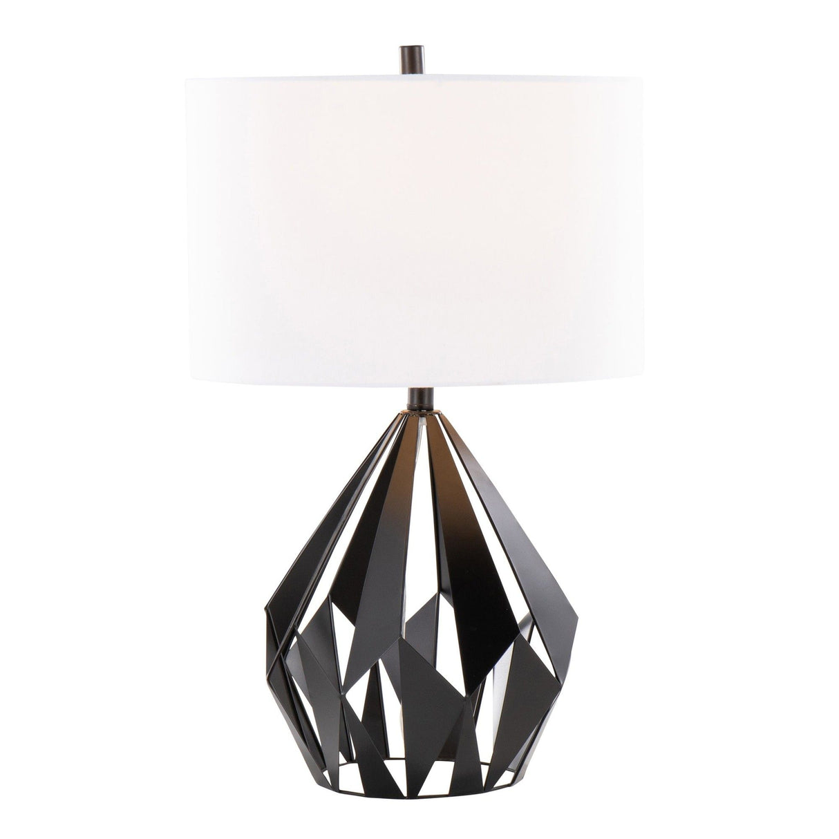 Geome - Tri 28" Metal Table Lamp (Set of 2) - Matte Black Metal With White Linen Shade from Grandview Gallery