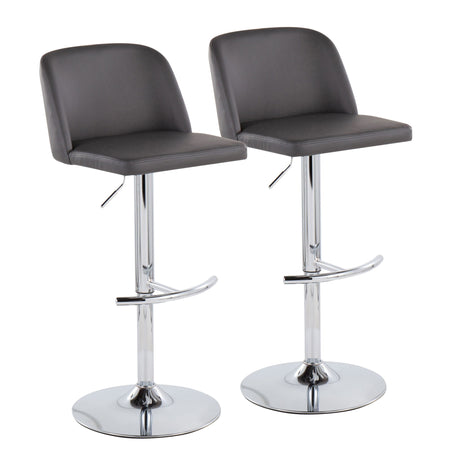Toriano - Contemporary Adjustable Barstool With Swivel & Rounded T Footrest (Set of 2)
