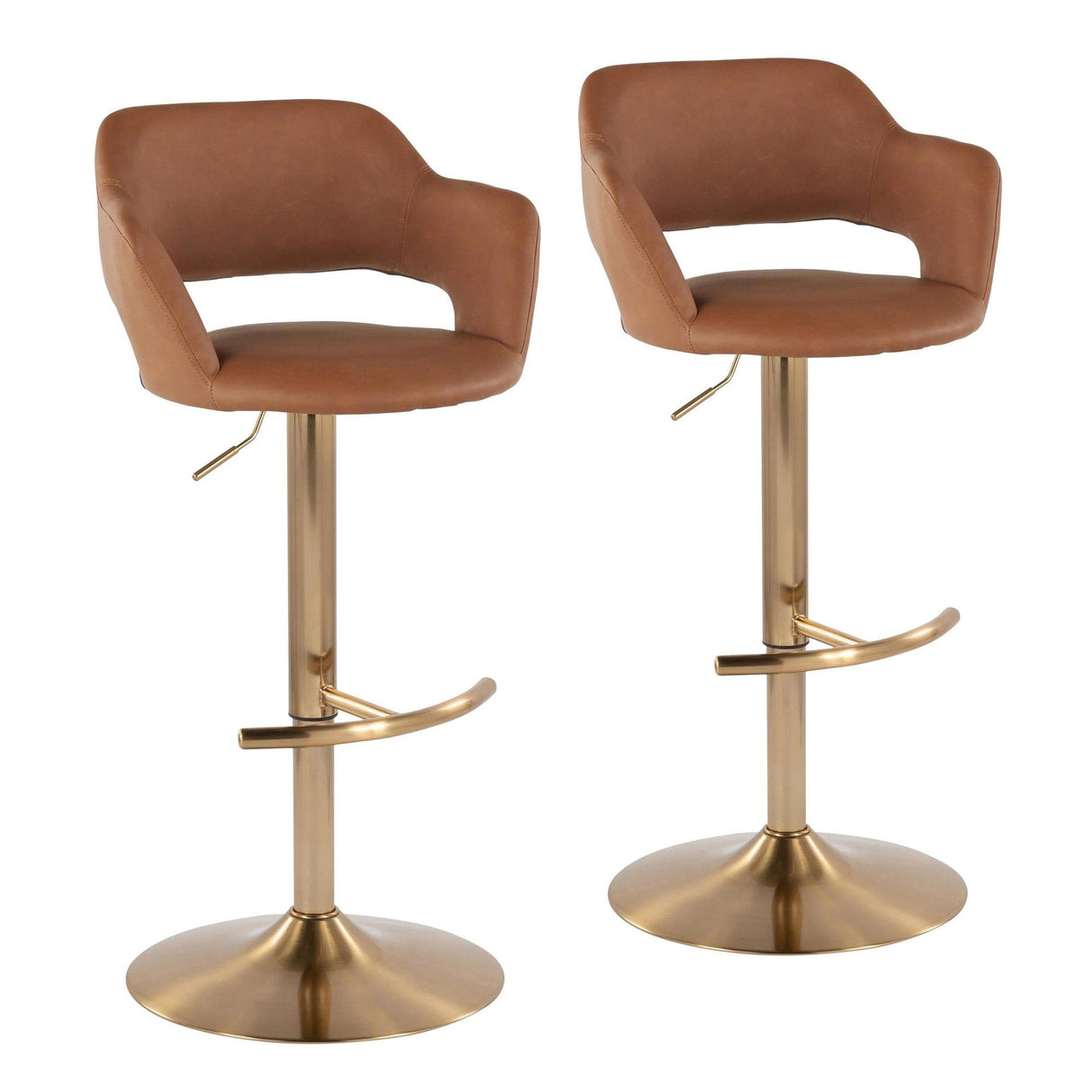 Margarite - Adjustable Barstool (Set of 2) - Gold Metal