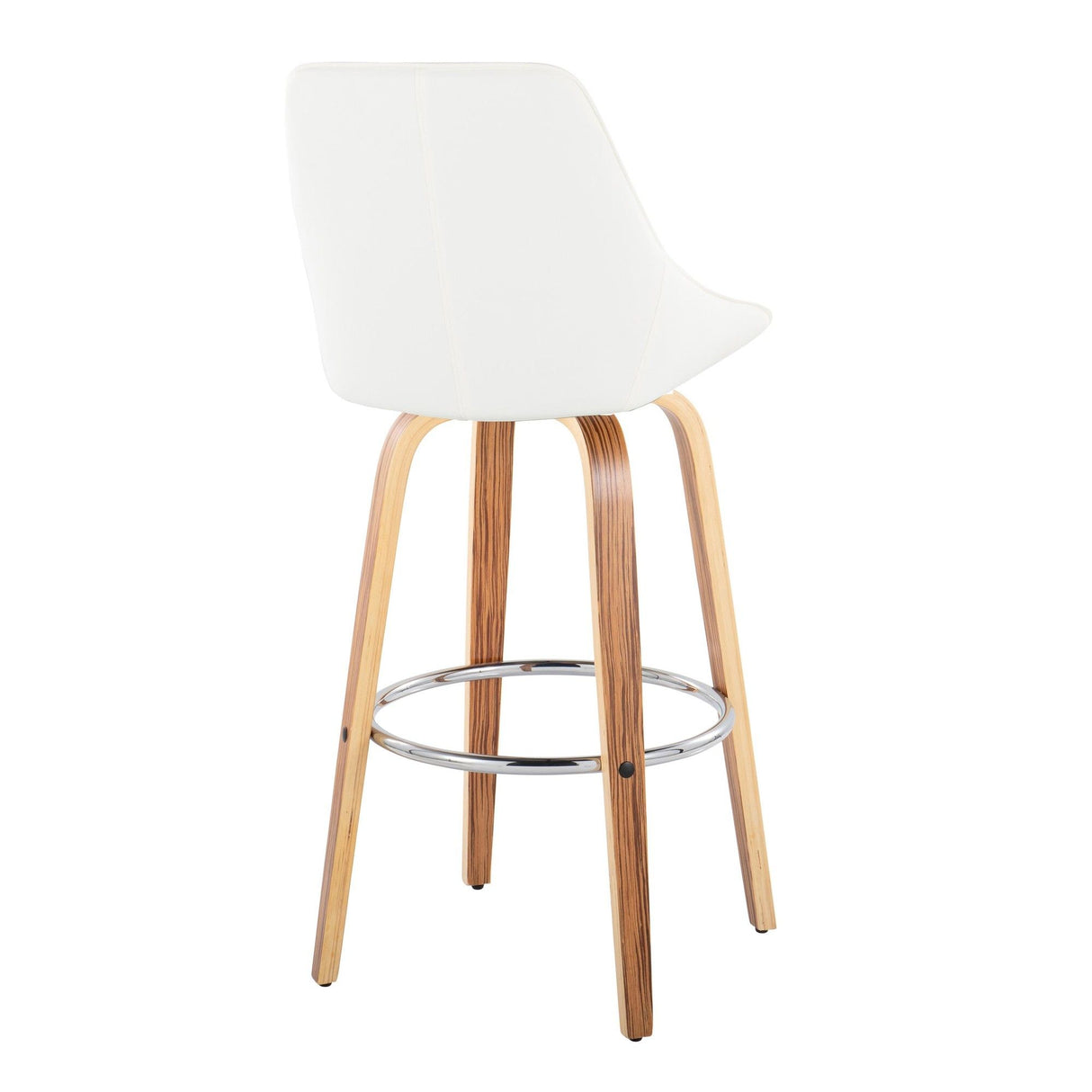 Diana - 30" Fixed-Height Barstool With Swivel And Round Chrome Metal Footrest (Set of 2) - Zebra Wood