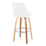 Diana - 30" Fixed-Height Barstool With Swivel And Round Chrome Metal Footrest (Set of 2) - Zebra Wood