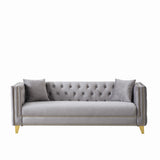 3 Seater Deep Seat Sofa, Sofa With Button Nailhead, Square Arm