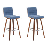 Vienna - Modern Swivel Bar Height Stool - Walnut Finished Wood Frame
