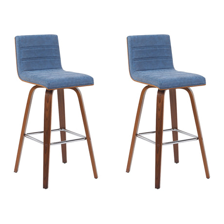 Vienna - Modern Swivel Bar Height Stool - Walnut Finished Wood Frame