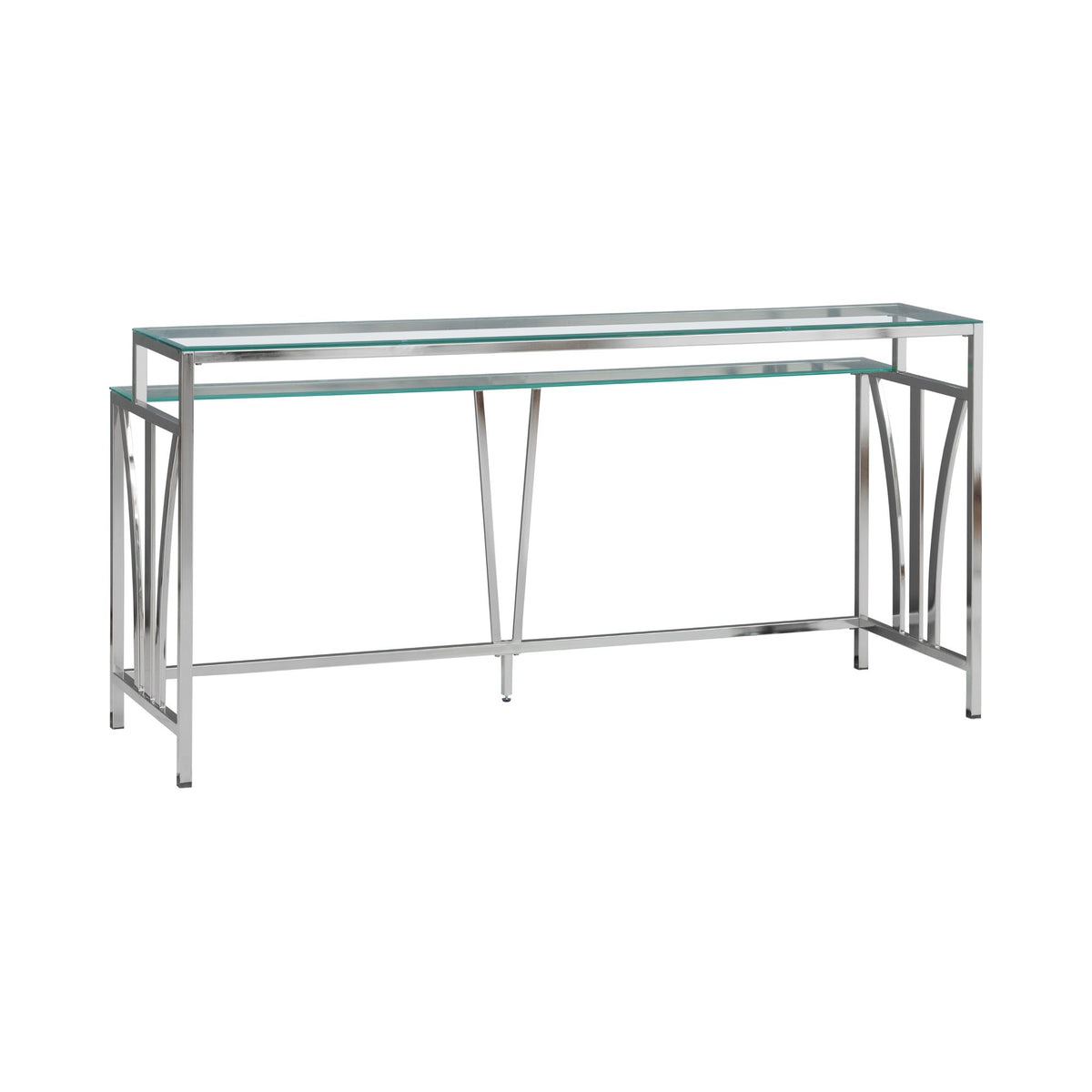 Celina - 72" Rectangle Tempered Glass Console Table - Shiny Nickel