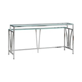 Celina - 72" Rectangle Tempered Glass Console Table - Shiny Nickel