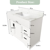 Bathroom Vanity Set, Fluted Cabinet, Soft Close Doors & Drawers - White
