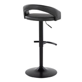Grotto - Upholstered Adjustable Barstool - Black Metal Base