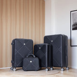 4 Piece Lightweight Suitcase, Makeup Box, Aircraft Wheels