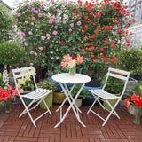 3 Piece Patio Bistro Set Of Foldable Round Table And Chairs