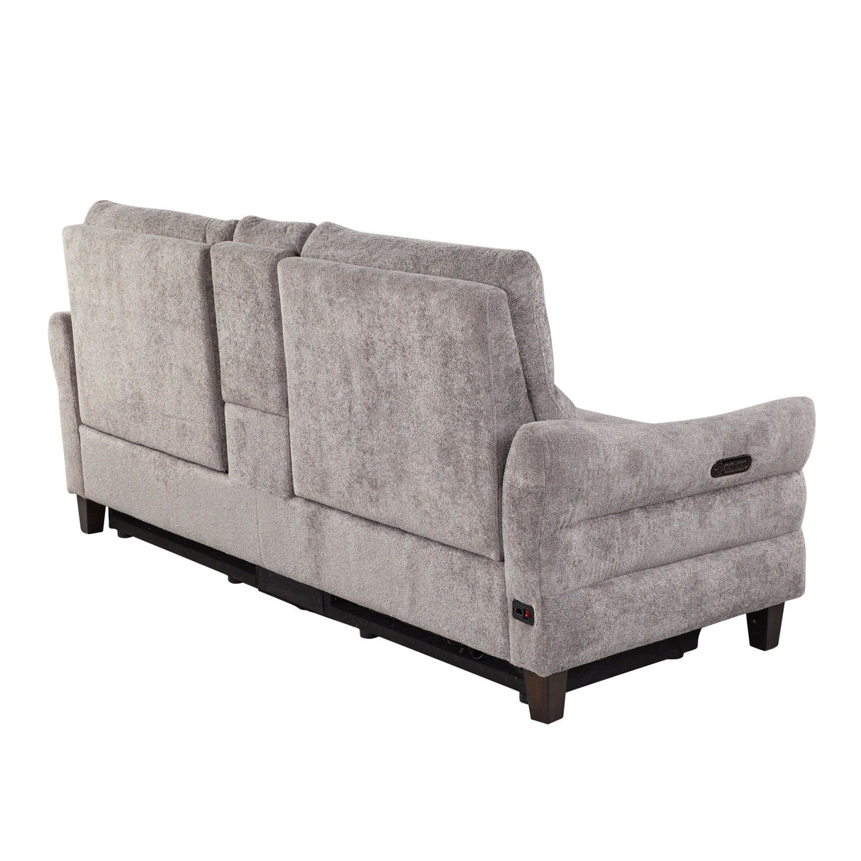 Slope - Upholstered Power Loveseat With Console - Espresso Wood, Pewter Fabric
