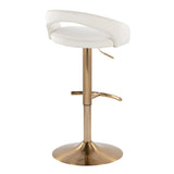 Grotto - Upholstered Adjustable Barstool - Gold Metal Base