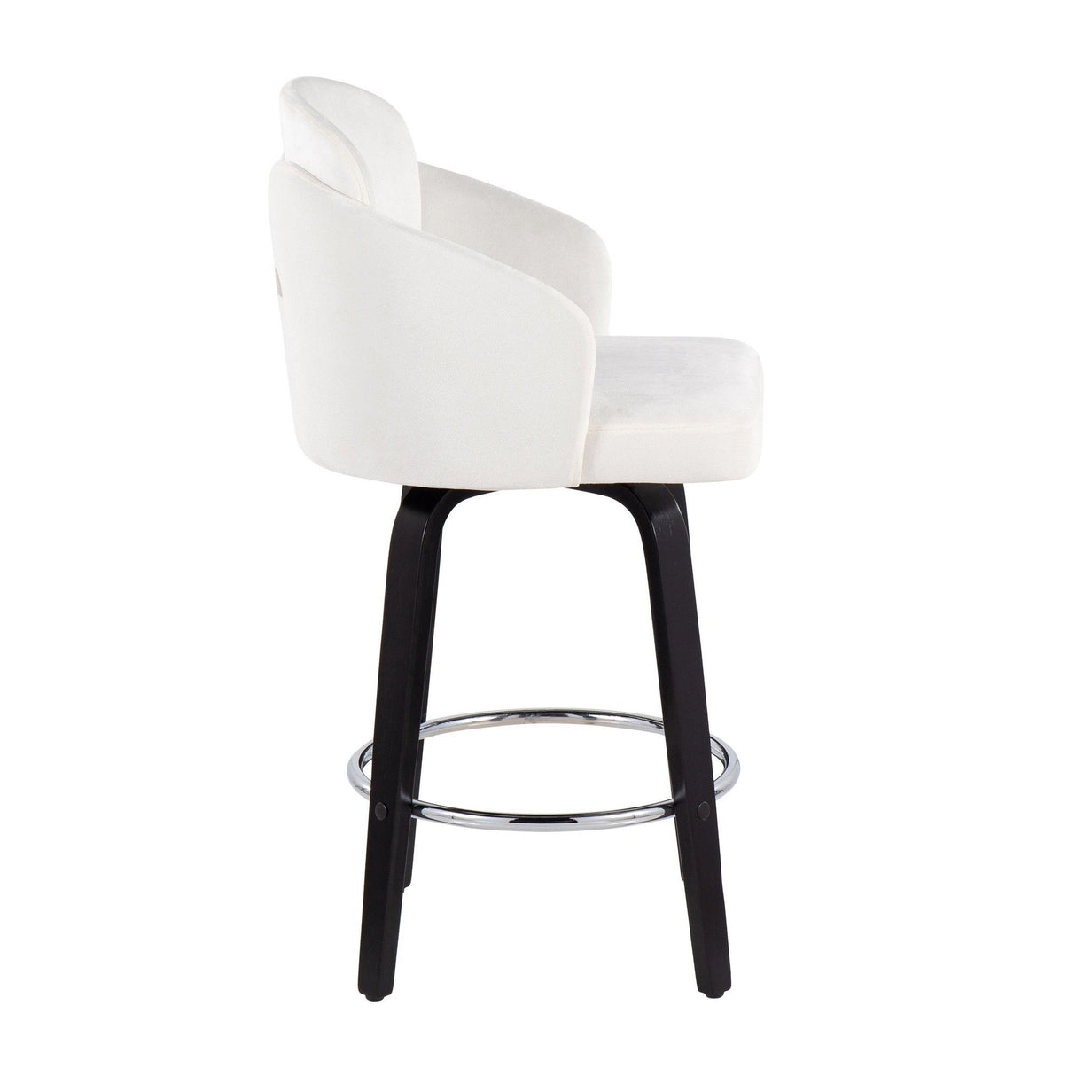 Dahlia - Contemporary Counter Stool With Velvet Seat (Set of 2) - Black Wood