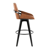 Cosmo - Fixed-Height Barstool (Set of 2) - Black Wood Base, Black Footrest