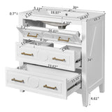 Retro Bathroom Vanity With Sink Combo, Free Standing Single Set With 3 Drawers