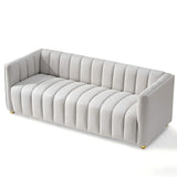 Vertical Channel Tuft Sofa For Apartment Lounge - Ivory