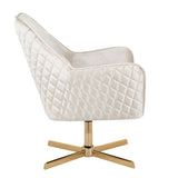 Diana - Contemporary Lounge Chair - Gold Metal And Cream Velvet
