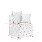 Modern Upholstered Swivel Chair With Button Tufted Design And Movable Wheels