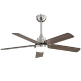 42" Ceiling Fan With Reversible DC Motor, LED Light, 5 Blade Design - Nickel