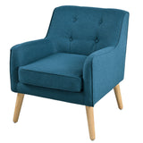 Modern Arm Chair With Tufted Back And Wooden Legs
