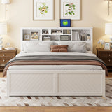 Platform Bed With Multi Storage Headboard, USB And Drawers