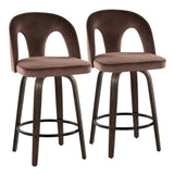 Ava - Upholstered Fixed-Height Barstool (Set of 2) - Walnut Glazed Wood Base