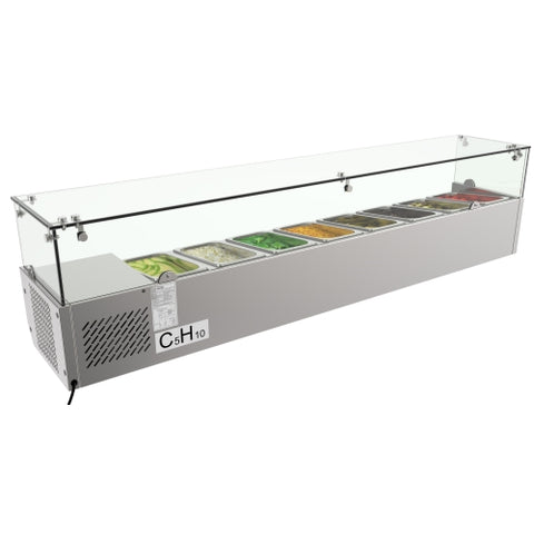 71 in. Eight Pan Refrigerated Countertop Condiment Prep Station - SCDC-8T