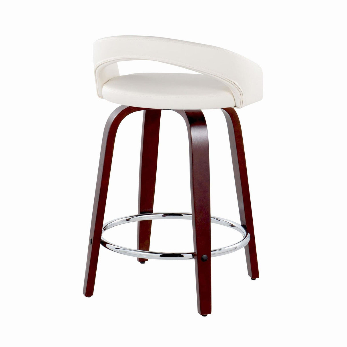 Grotto - Upholstered Fixed-Height Counter Stool With Mahogany Wood Base (Set of 2)