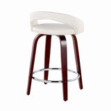 Grotto - Upholstered Fixed-Height Counter Stool With Mahogany Wood Base (Set of 2)
