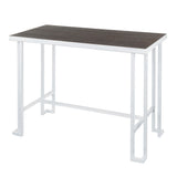 Roman - Industrial Counter Table - Vintage White Metal And Espresso Wood-Pressed Grain Bamboo