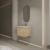 Wall Mounted Bathroom Vanity With Ceramic Sink And 2 Soft Closing Doors