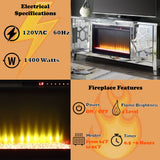 Noralie - 28" TV Stand With Fireplace - Mirrored & Faux Diamonds